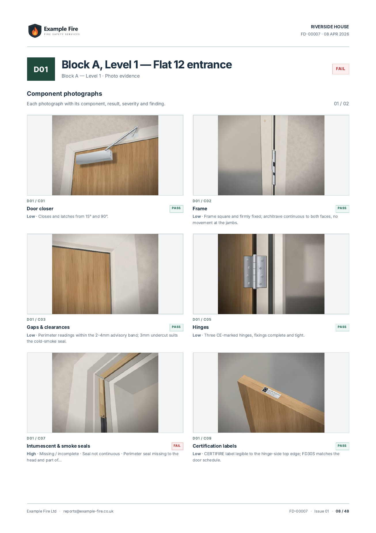 Component photographs page from a real inspection report