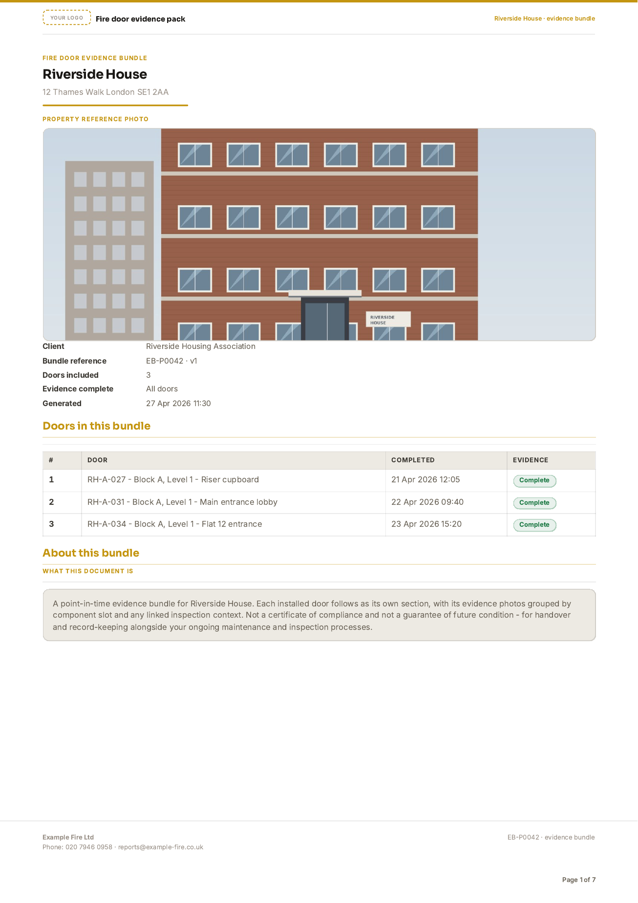 Property evidence bundle cover