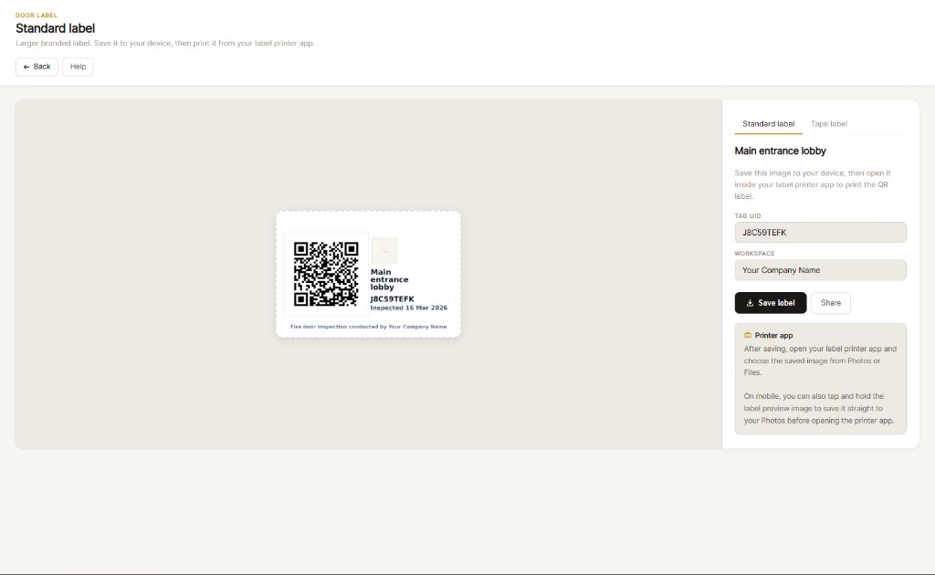 QR Door Labels — sample audit output