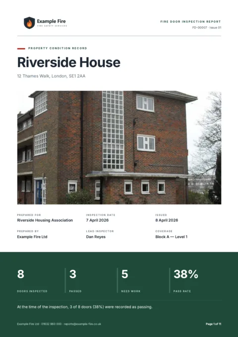 The same fire door inspection in a design of its own