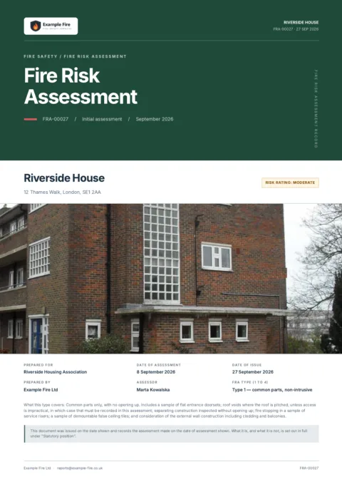 Fire risk assessment report cover