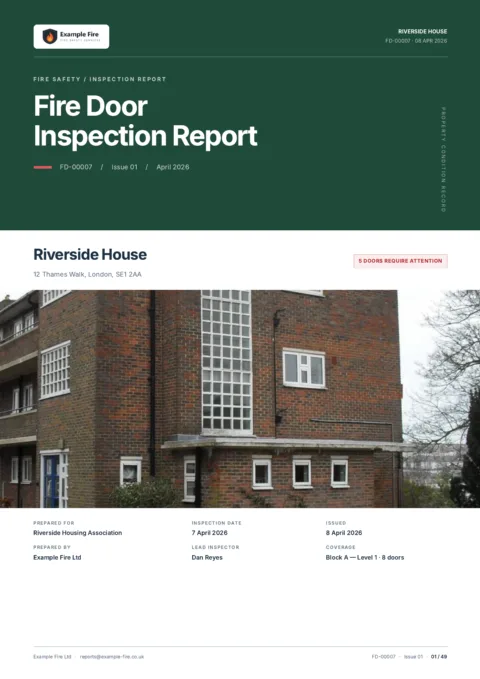 Fire door inspection report cover