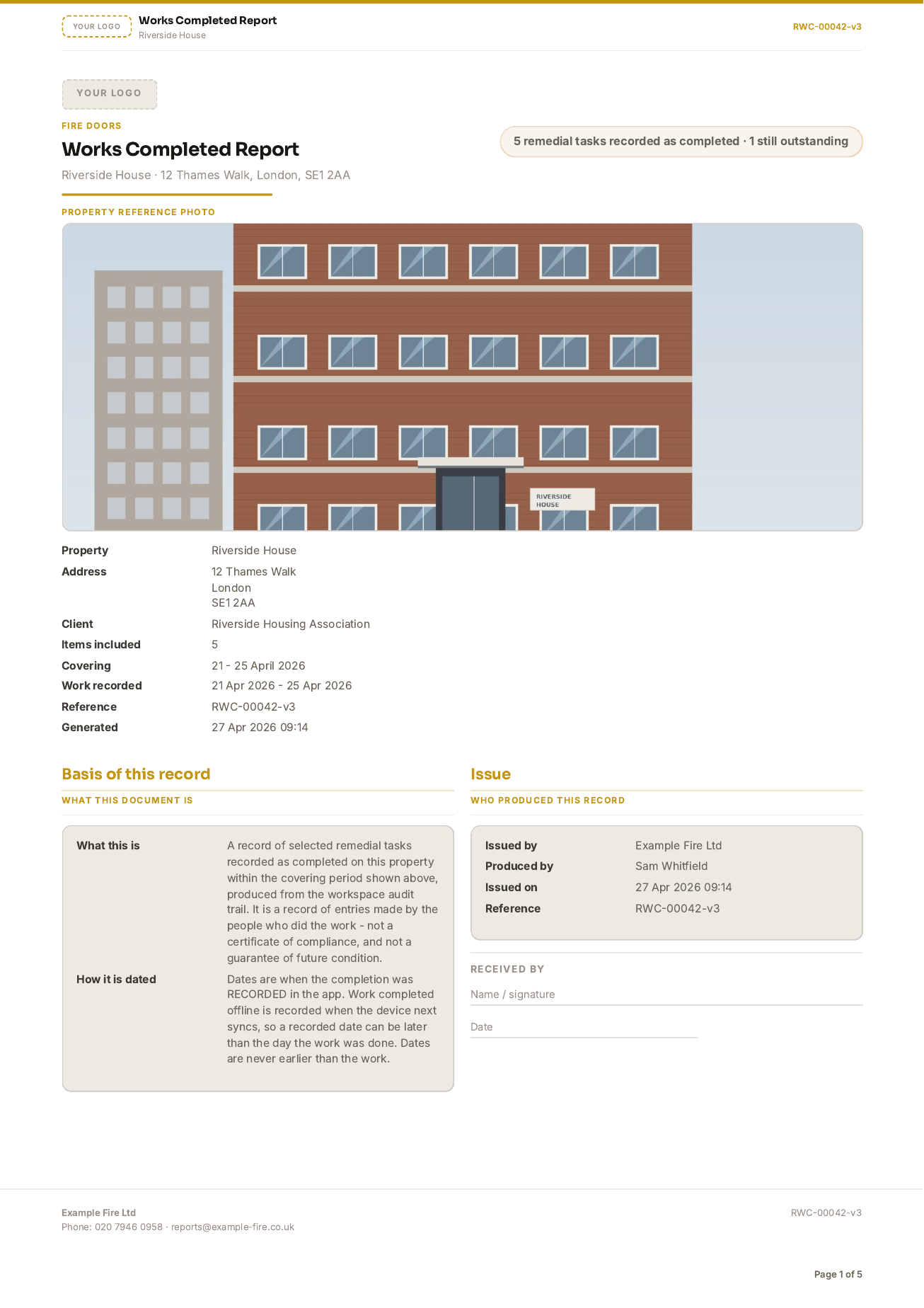 Works Completed Report
