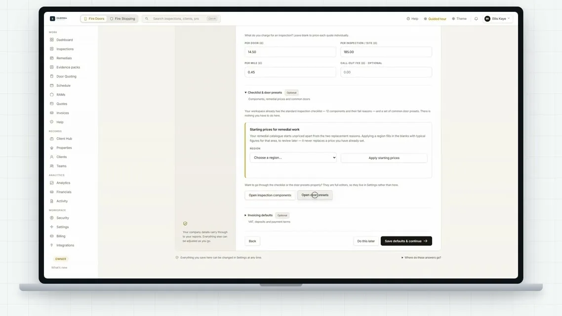 Set up your fire door inspection workspace in minutes